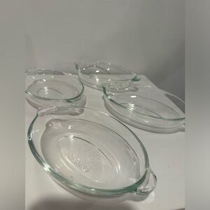Set of 4 Pyrex 328 Oval Clear Glass Baking Dishes 1 Cup Au Gratin